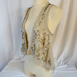 Guess Sequin Flutter Vest in Cream